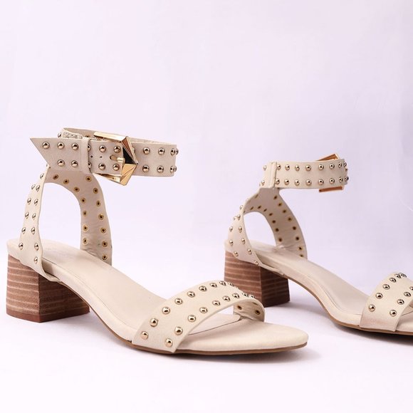 NIB SHUSHOP HAYES STUDDED HEELS, BONE, HAYES STUDDED HEELS, VARIOUS SIZES - Picture 5 of 5
